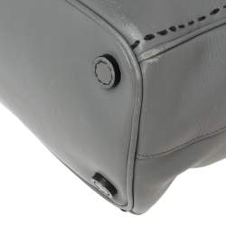 Pre Owned Prada Grey Leather Double Zip Tote