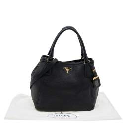 Pre Owned Prada Black Leather Vitello Daino Tote