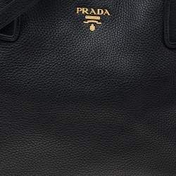 Pre Owned Prada Black Leather Vitello Daino Tote