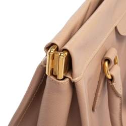 Pre Owned Prada Poudre Pink Saffiano Lux Leather Cannella Tote