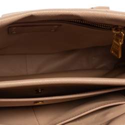 Pre Owned Prada Poudre Pink Saffiano Lux Leather Cannella Tote