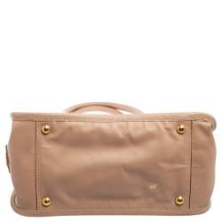 Pre Owned Prada Poudre Pink Saffiano Lux Leather Cannella Tote