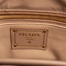 Pre Owned Prada Poudre Pink Saffiano Lux Leather Cannella Tote