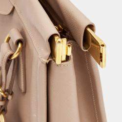 Pre Owned Prada Poudre Pink Saffiano Lux Leather Cannella Tote