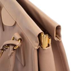 Pre Owned Prada Poudre Pink Saffiano Lux Leather Cannella Tote