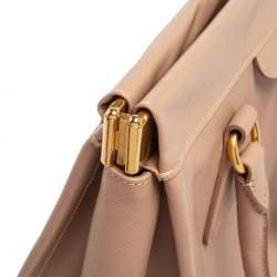 Pre Owned Prada Poudre Pink Saffiano Lux Leather Cannella Tote