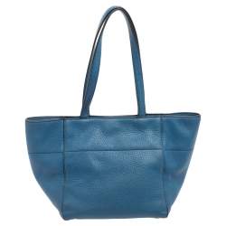 Pre Owned Prada Blue Vitello Daino Leather Tote