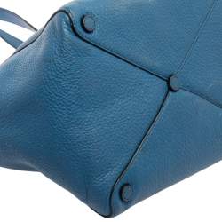 Pre Owned Prada Blue Vitello Daino Leather Tote