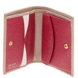 Pre Owned Prada Dusty Pink Saffiano Leather Bifold Wallet