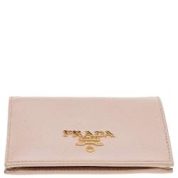 Pre Owned Prada Dusty Pink Saffiano Leather Bifold Wallet