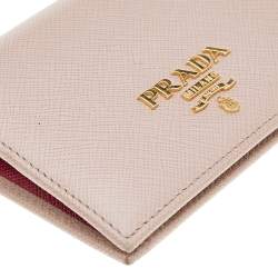 Pre Owned Prada Dusty Pink Saffiano Leather Bifold Wallet