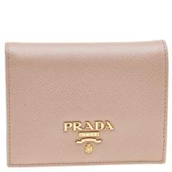 Pre Owned Prada Dusty Pink Saffiano Leather Bifold Wallet