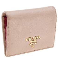 Pre Owned Prada Dusty Pink Saffiano Leather Bifold Wallet