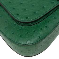 Pre Owned Prada Green Ostrich Sidonie Shoulder Bag