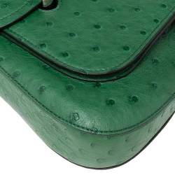Pre Owned Prada Green Ostrich Sidonie Shoulder Bag