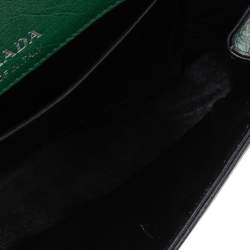 Pre Owned Prada Green Ostrich Sidonie Shoulder Bag