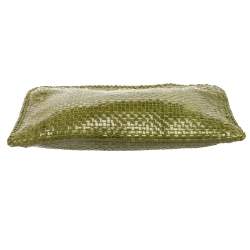 Pre Owned Prada Green Woven Leather Madras Clutch