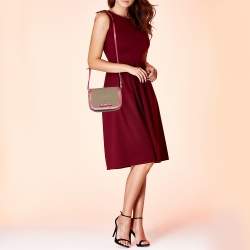 Pre Owned Prada Beige/Pink Canvas and Leather Crossbody Bag