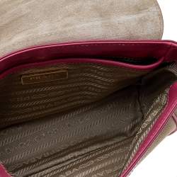 Pre Owned Prada Beige/Pink Canvas and Leather Crossbody Bag
