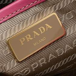 Pre Owned Prada Beige/Pink Canvas and Leather Crossbody Bag