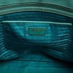 Pre Owned Prada Celeste Green Saffiano Lux Leather Large Double Zip Tote