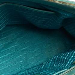 Pre Owned Prada Celeste Green Saffiano Lux Leather Large Double Zip Tote