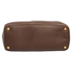 Pre Owned Prada Brown Leather Large Galleria Double Zip Tote