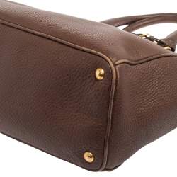 Pre Owned Prada Brown Leather Large Galleria Double Zip Tote