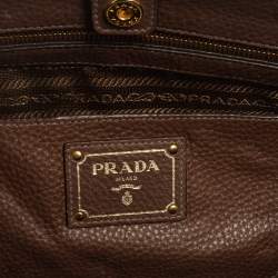 Pre Owned Prada Brown Leather Large Galleria Double Zip Tote