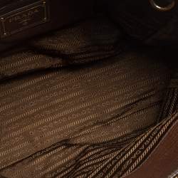 Pre Owned Prada Brown Leather Large Galleria Double Zip Tote