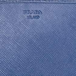 Pre Owned Prada Blue Saffiano Leather Wallet on Chain