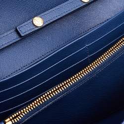 Pre Owned Prada Blue Saffiano Leather Wallet on Chain