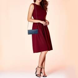 Pre Owned Prada Blue Saffiano Leather Wallet on Chain