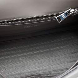 Pre Owned Prada Grey Saffiano Cuir Leather Monochrome Shoulder Bag
