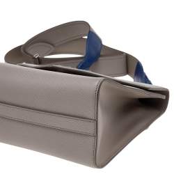 Pre Owned Prada Grey Saffiano Cuir Leather Monochrome Shoulder Bag