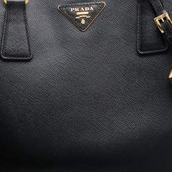 Pre Owned Prada Black Saffiano Lux Leather Dome Satchel
