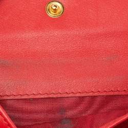 Pre Owned Prada Red Saffiano Move Leather Logo Trifold Compact Wallet