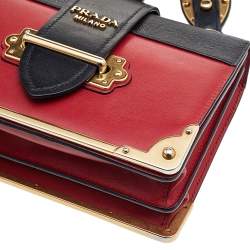Pre Owned Prada Red/Black Leather Cahier Flap Shoulder Bag