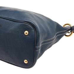 Pre Owned Prada Blue Vitello Daino Leather Cervo Hobo