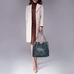 Pre Owned Prada Blue Vitello Daino Leather Cervo Hobo