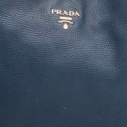Pre Owned Prada Blue Vitello Daino Leather Cervo Hobo