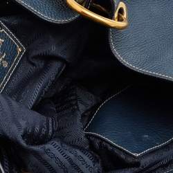 Pre Owned Prada Blue Vitello Daino Leather Cervo Hobo