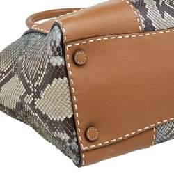 Pre Owned Prada Brown/Beige Snakeskin And Leather City Satchel