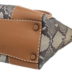 Pre Owned Prada Brown/Beige Snakeskin And Leather City Satchel