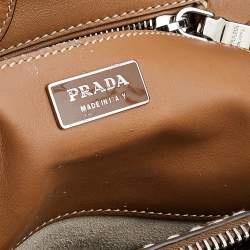 Pre Owned Prada Brown/Beige Snakeskin And Leather City Satchel