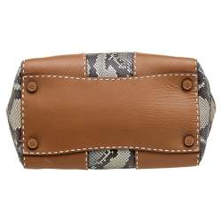 Pre Owned Prada Brown/Beige Snakeskin And Leather City Satchel