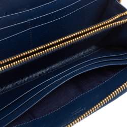 Pre Owned Prada Navy Blue Saffiano Leather Zip Around Wallet