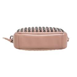Pre Owned Prada Beige Leather Crystal Studded Camera Bag