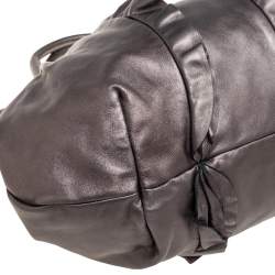 Pre Owned Prada Metallic Grey Ruffled Leather Hobo