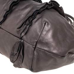 Pre Owned Prada Metallic Grey Ruffled Leather Hobo
